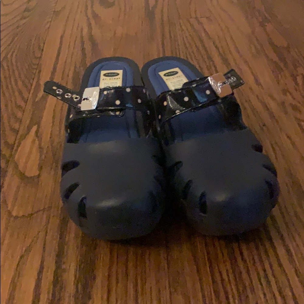 Dr. Scholl’s Clogs Blue Polka Dot Strap Size 11